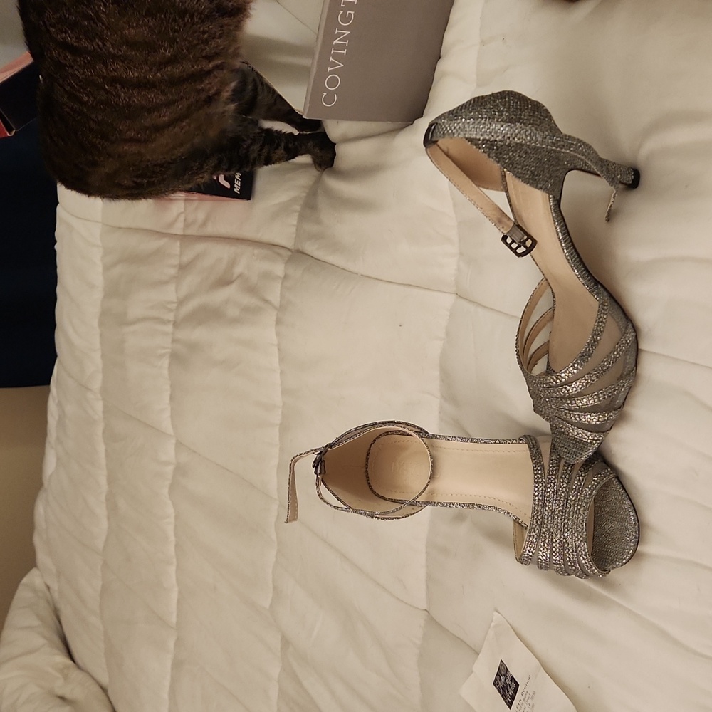 Silver sequin dressy heels